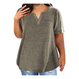 Camiseta Para Mujer, Talla Grande, Con Cuello En V, Encaje,