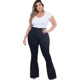 Calça Flare Bailarina Plus Size G1 G2 G3 G4 Cós Alto Feminin