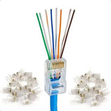 Conector Macho 50 Peças Plug Rj45  Cat6 Vazado Crimpa Fácil