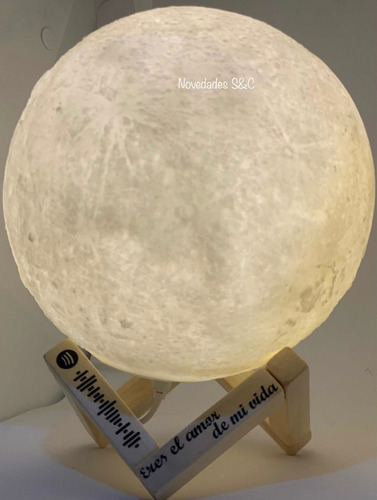 Lámpara Luna Personalizada Con Frase Y Código De Canción 