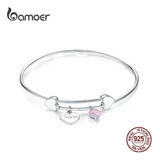 Pulsera Brazalete De Plata De Ley 925  Corazón Ajustable