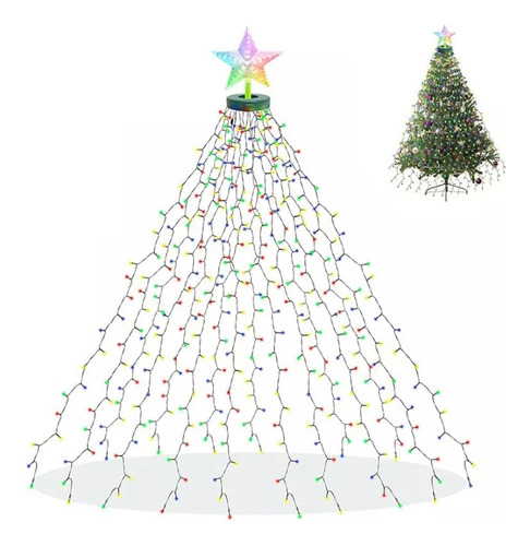 Guirnalda De Árbol De Navidad Con 400 Luces Led Y Estrellas.
