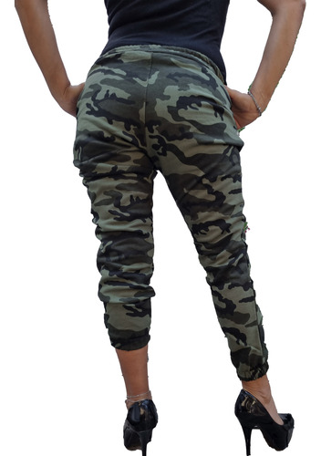 Pantalon Joggins Mujer Camuflado Militar Frizado 