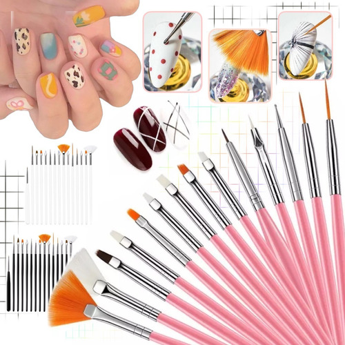 Set 15 Pinceles Nail Art Decoracion Uñas Esculpidas