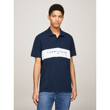 Polo Regular Fit Linear Logo Azul Tommy Jeans