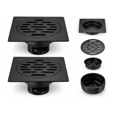 Kadinox Plus Pack De 2 Coladera Para Baño 10 Cm Acero Inoxidable Color Negro Con Válvula Antiolores Antiinsectos Para Regadera Piso Ducha | MercadoLibre
