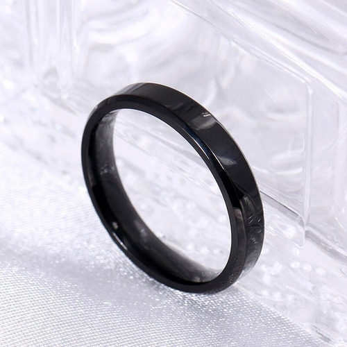 Anillos Tungsteno Negro Facetado 4mm Ideal Parejas Importado