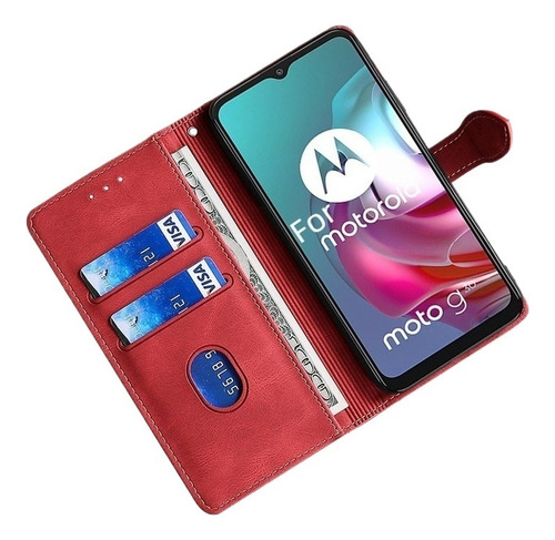 Funda Roja Para Teléfono Con Soporte Para Motorola G8 Plus