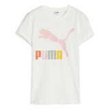 Polera Puma Classics Multi Color Logo Tee Blanco Mujer