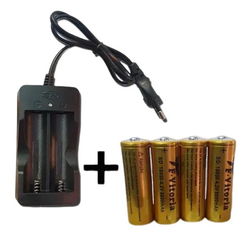 Kit Carregador Duplo 3.7/4.2v+ 4 Bateria 18650 4.2v 8800mah