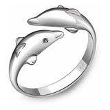 Anillo Delfines Bañado Plata 925 Ajustable / Todojoyas