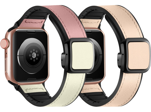 2 Pulseiras Couro Para Apple Watch Iwatch 9 8 7 6 Ultra Se