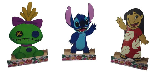 Centro De Mesa Silueta Con Base 10 Pzs Lilo Y Stitch
