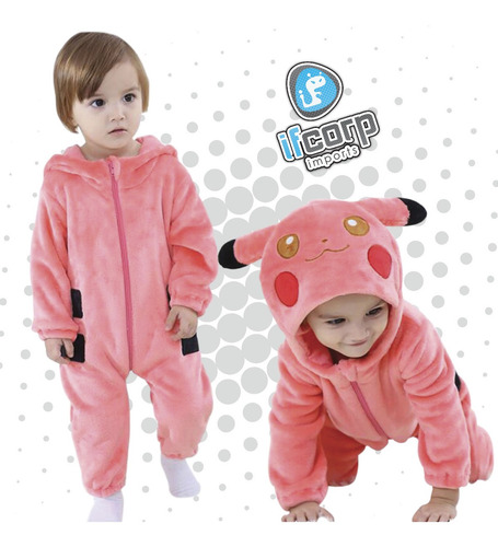 Kigurumi Mameluco Bebe Pokemon Pikachu Rosa Niña Pijama