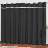 Cortina Vitória 3m X 2,50 M Oxford Com Franja Elegância Cor Preto