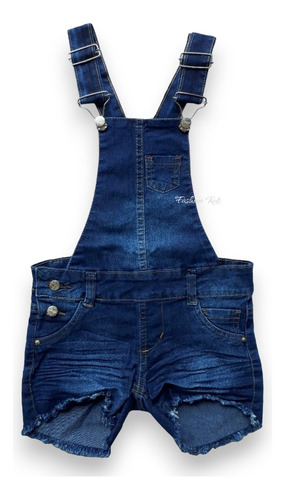 Jardineira Macacão Short Jeans Menina Infantil Juvenil 