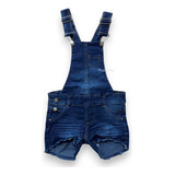 Jardineira Macacão Short Jeans Menina Infantil Juvenil 