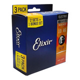 Kit 3 Jogos De Cordas Elixir 010 Light 10-46 Guitarra