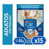 15x Alimento Gato Cat Chow Adultos Pescado Sobre 85g Pack Np