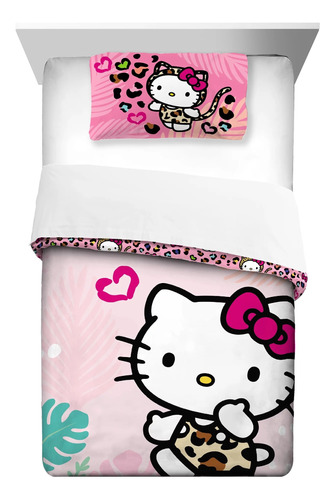 Edredón Y Funda De Almohada Hello Kitty Reversible 2 Piezas