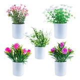 Kit Com 5 Vasos De Flores Artificiais Decorativas 18 Cm