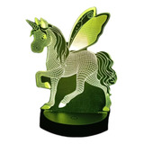 Lámpara Infantil 3d Unicornio 7 Colores 