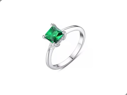 Anillo Solitario Plata Esterlina 925 Esmeralda Creada 2.3 Ct