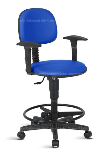 Cadeira Caixa Alta Secretaria Braco Rodízios Rv Azul