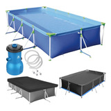 Kit Piscina 5000 L Premium+ Capa+ Forro + Bomba 3028l/h 110v