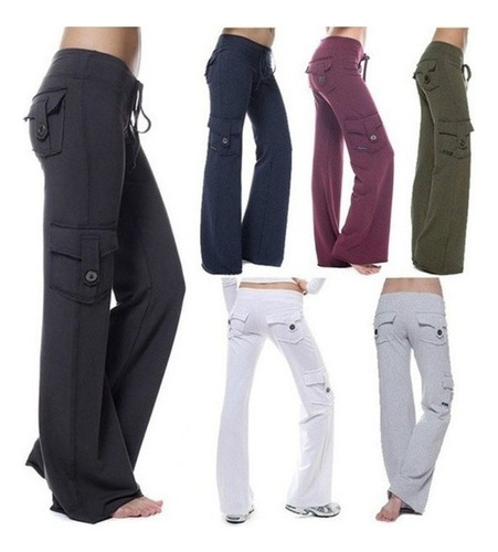 Pantalones De Yoga Con Botones Elásticos