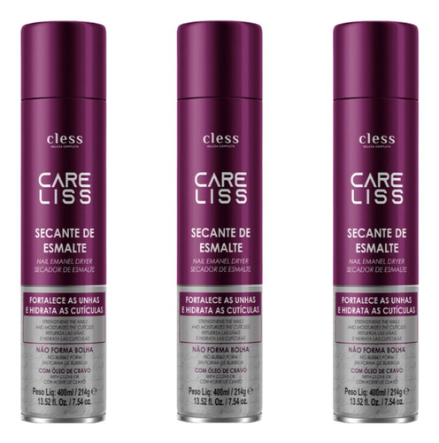 Kit 03un Secante De Esmalte Care Liss 400ml