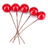 Para 100pcs Artificial Vermelho Azevinho Berry Natal