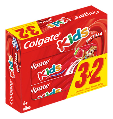 Pack Pasta Colgate Gel Kids Frutilla 3x50grs