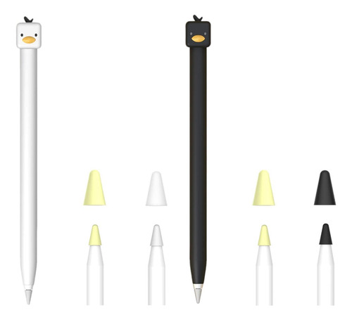 2 Fundas Protetora Silicona Para Apple Pencil 1 Blanco+negro