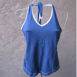 Bershka Top Blusa Azul Halter Mediana