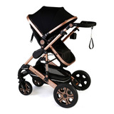 Cochecito De Paseo Belluno Baby Modena Negro Con Chasis Color Dorado