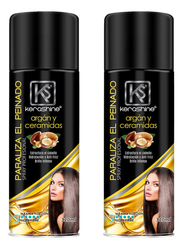 Kerashine Hair Fijador Argan Y Ceramidas 320 C/u - 2 Pz