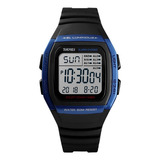 Reloj Electrónico Digital Led Impermeable Skmei, Bisel Azul