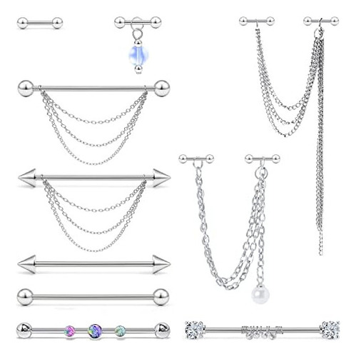 Pendientes Vqoxaggi Cadena Industrial Acero Inoxidable I De