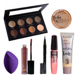 Kit Maquiagem Ruby Rose Completo Trio Sombras Base Rimel Pó