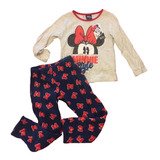 Pijama Disney Minnie Mouse. Polera Algodón Y Pantalón Polar