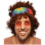 Peluca Afro Hippie Color Dye Bandana Color Curly Brown ...