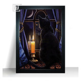 Quadro Decorativo Gato Mistico Arte Sobrenatural Wicca 44x32