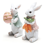 2 Figuras De Conejo De Pascua Y Primavera, Estatuas De Conej