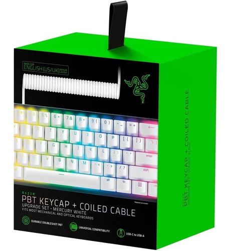 Razer Pbt Keycaps Cable Para Teclado Mecánico Ingles Blanco