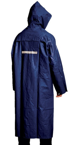 Capa Lluvia Impermeable Steelpro Pvc Azul Capucha Reflectivo