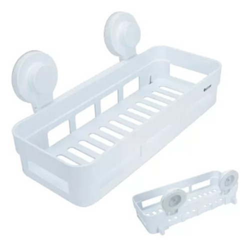 Organizador De Baño Rectangular Ventosa Color Blanco