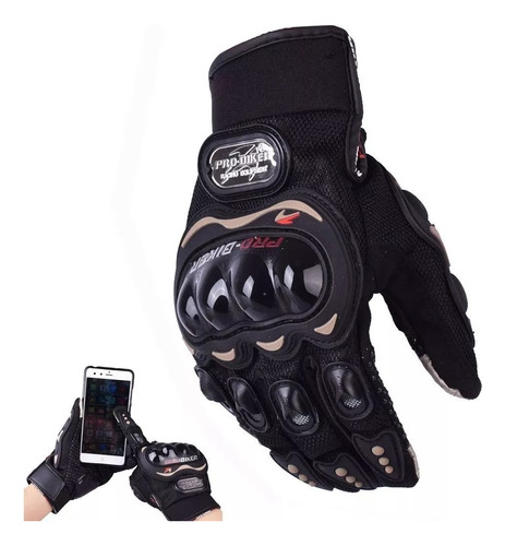 Guantes Pro Biker Protecciones Nudillos Atv Cross Tactiles Color Negro Talle Xxl