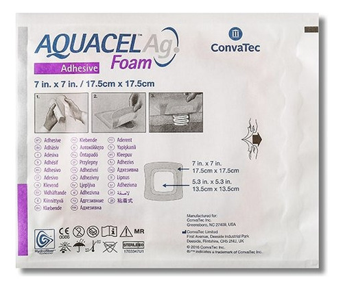 Aposito Aquacel Ag Foam Adhesive 17.5x17.5cm 