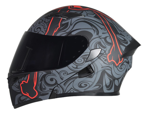 Casco Abatible R7 Racing Unscarred Tribal Skull Con Led